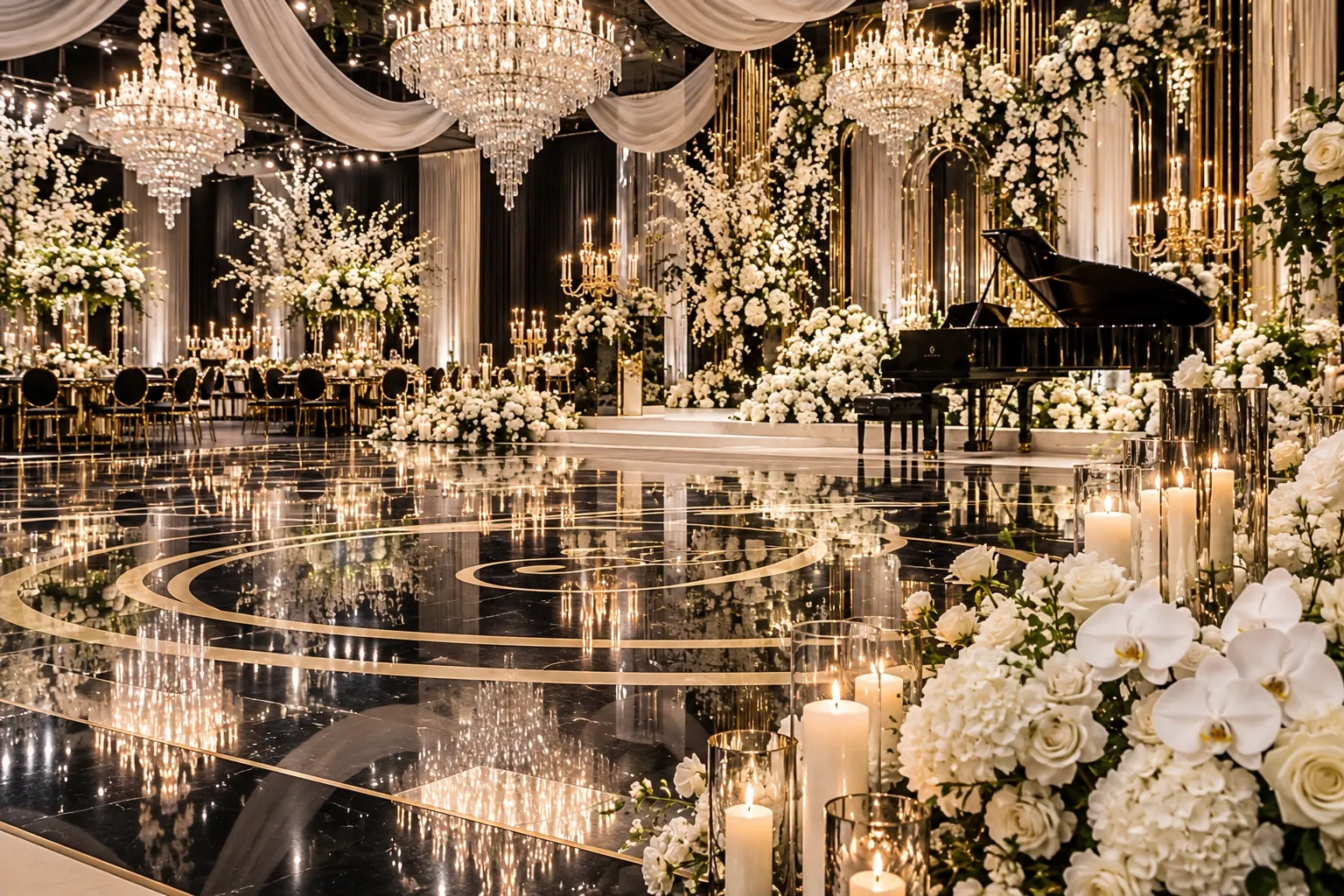 The reception floor, ready for a first dance