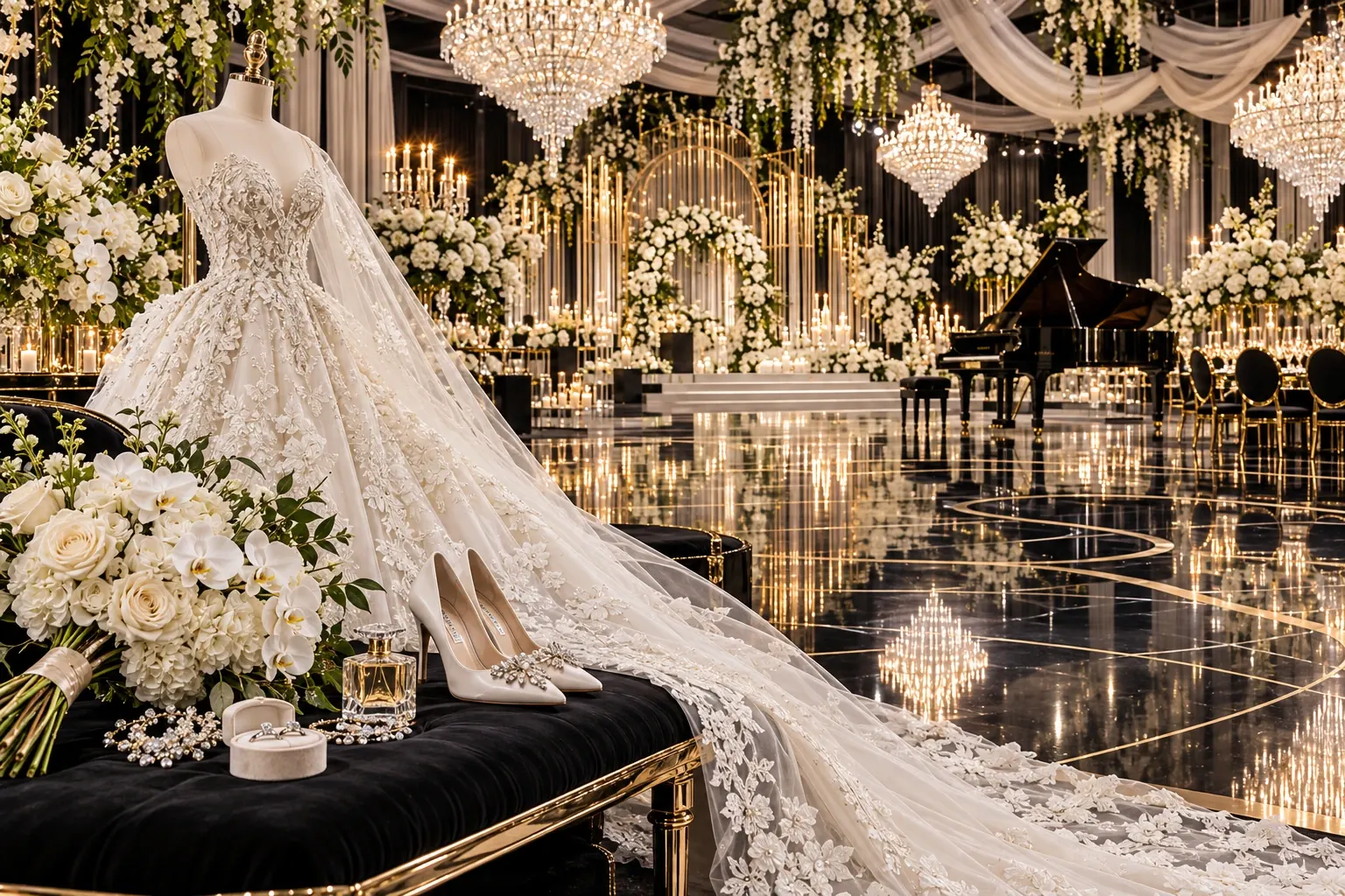 A couture gown in its setting